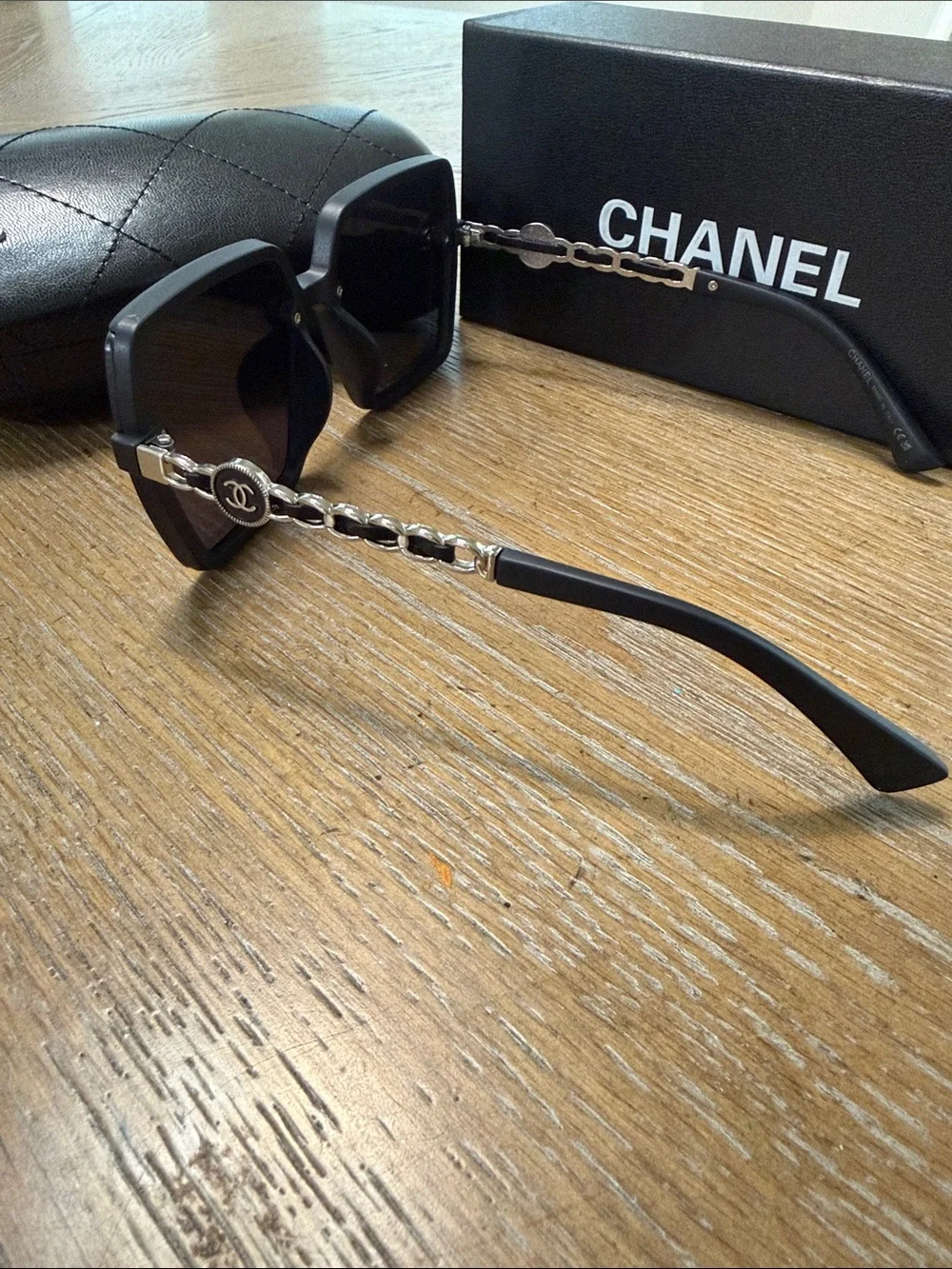 CHANEL Black Oversized Square Sunglasses for Women